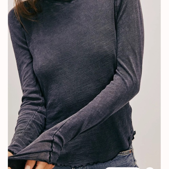 Free People We The Free Be My Baby Long-Sleeve Tee Black Large - Picture 3 of 10